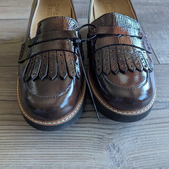 NEW Naturalizer Darcy Lightweight Lug Sole Patent Leather Loafers Cinnamon Brn 8 - Picture 11 of 12